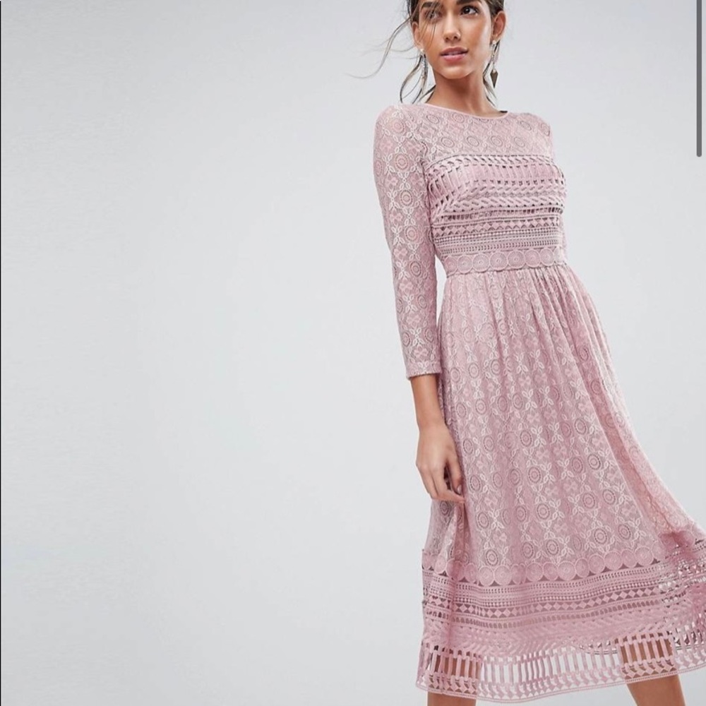 ASOS PREMIUM Lace Midi Skater Dress